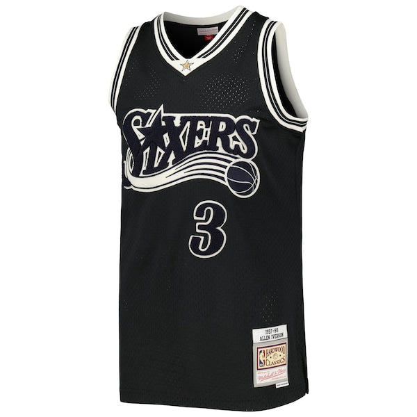 Allen Iverson Philadelphia 76ers Hardwood Classics Off-Court Swingman Jersey - Black - Image 2