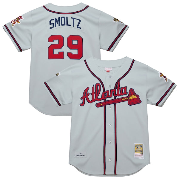 John Smoltz Atlanta Braves 1995 Throwback Authentic Jersey - Gray