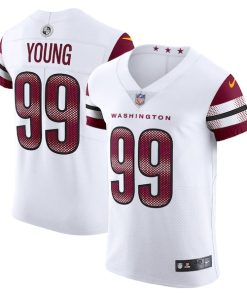 Alternative view of Chase Young Washington Commanders Nike Vapor Elite Jersey - White/Black/Burgundy