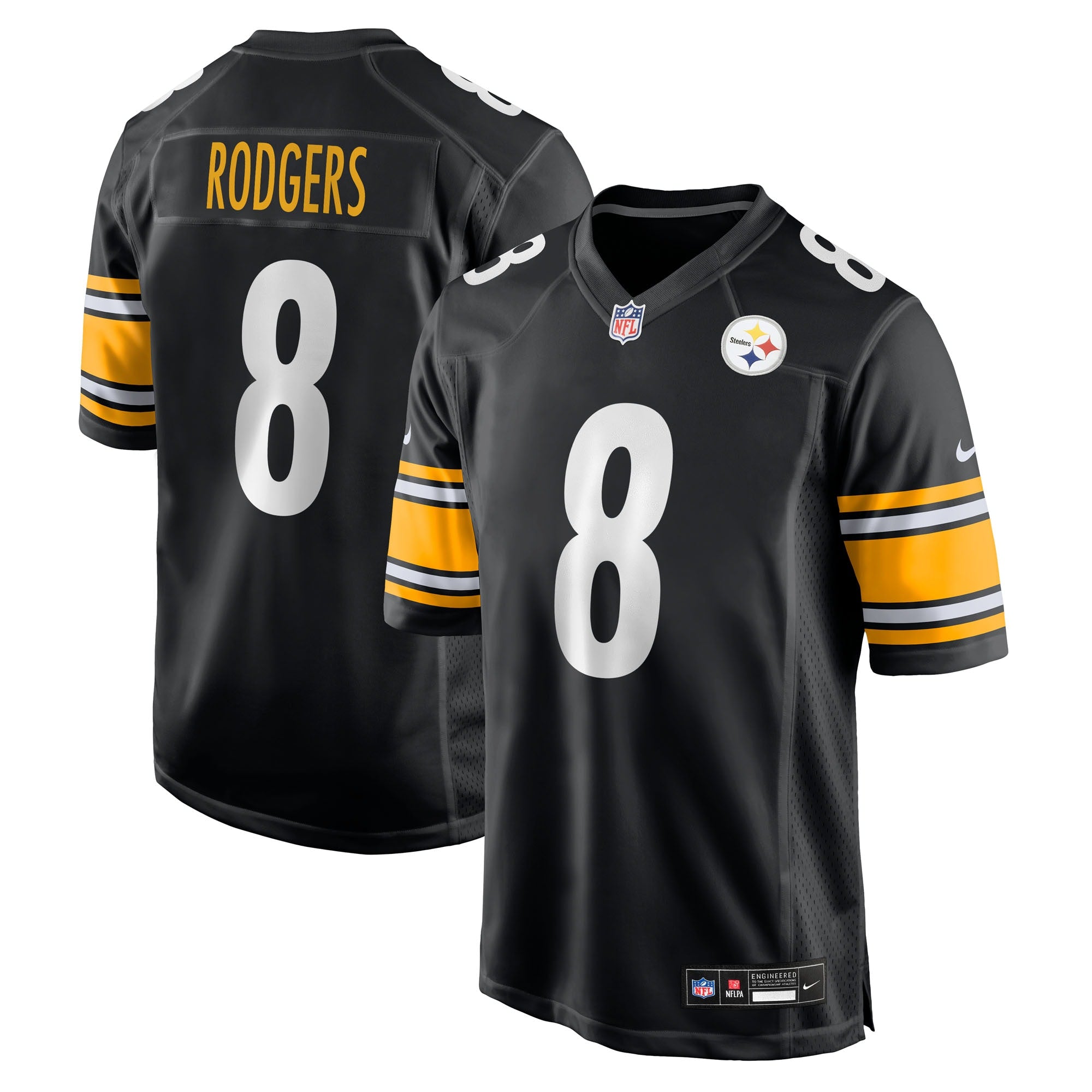 Aaron Rodgers Pittsburgh Steelers Nike Alternate 1933 Throwback Game Jersey - Gold/Black - Image 5