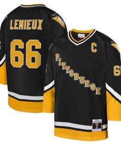 Mario Lemieux Pittsburgh Penguins Youth 1992-93 Blue Line Captain Patch Player Jersey - Black