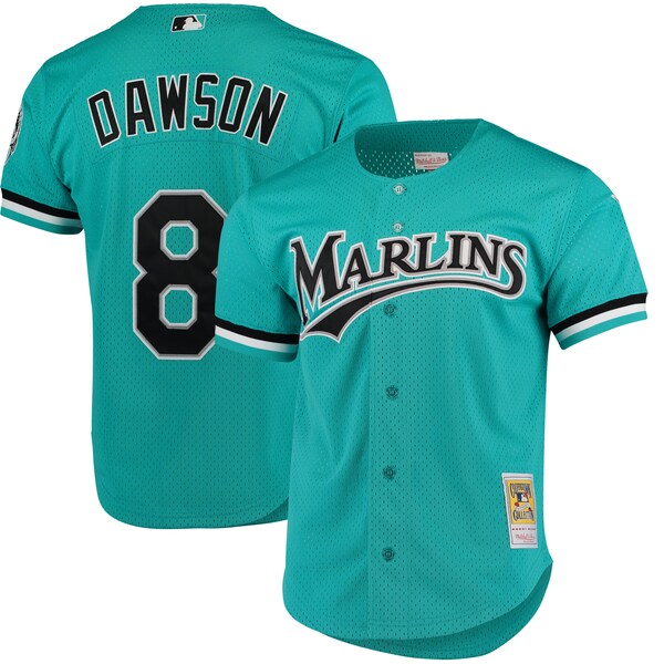 Andre Dawson Florida Marlins Cooperstown Collection Mesh Batting Practice Button-Up Jersey - Teal - Image 2