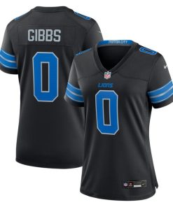 Alternative view of Jahmyr Gibbs Detroit Lions Nike Women's 2nd Alternate Game Player Jersey - Black/Blue