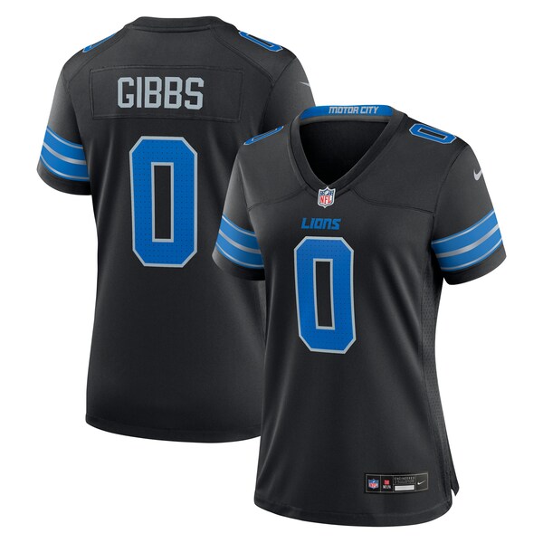 Jahmyr Gibbs Detroit Lions Nike Women's 2nd Alternate Game Player Jersey - Black/Blue - Image 2