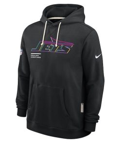 Alternative view of New York Jets Nike 2025 NFL Crucial Catch Sideline Standard Issue Dri-FIT Hoodie - Black