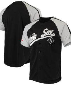 Chicago White Sox Stitches Button-Down Raglan Replica Jersey - Black