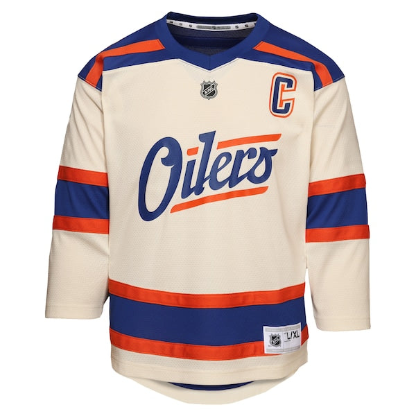 Connor McDavid Edmonton Oilers Youth Alternate Replica Player Jersey - Light Beige/Royal - Image 3