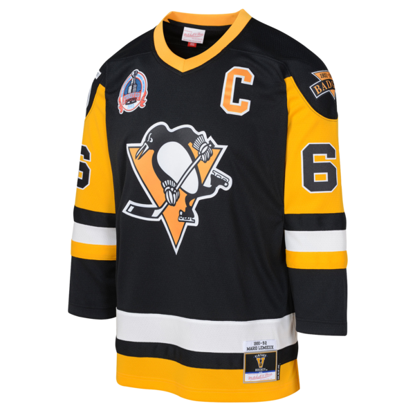 Mario Lemieux Pittsburgh Penguins Youth 1991/92 Captain Patch Blue Line Player Jersey - Black - Image 2