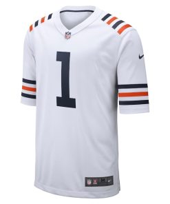 Alternative view of Justin Fields Chicago Bears Nike 2021 NFL Draft First Round Pick Alternate Classic Game Jersey - White/Orange