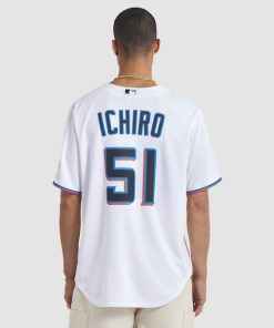 Alternative view of Ichiro Suzuki Miami Marlins Nike 2025 Baseball Hall of Fame Name & Number Retired Replica Jersey - White
