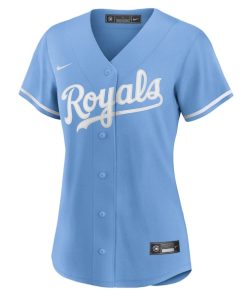 Alternative view of Kansas City Royals Nike Women's Alternate Replica Team Logo Jersey - Light Blue