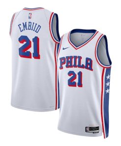 Alternative view of Joel Embiid Philadelphia 76ers Nike Unisex Swingman Jersey - Association Edition - White/Royal