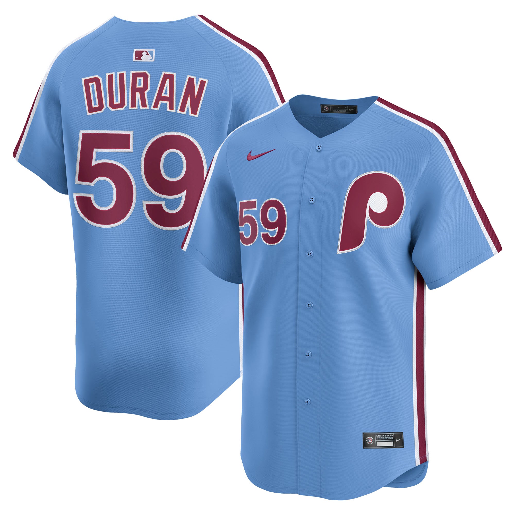 Jhoan Duran Philadelphia Phillies Nike Home Limited Player Jersey - White/Light Blue - Image 6