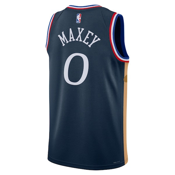 Tyrese Maxey Philadelphia 76ers Nike Unisex 2025/26 Swingman Jersey - Navy - City Edition - Image 3
