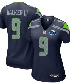 Alternative view of Kenneth Walker III Seattle Seahawks Nike Women's 50th Season Game Jersey - College Navy/Royal