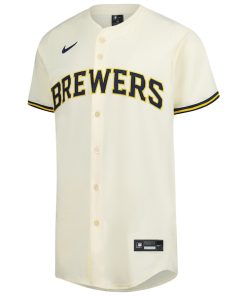 Alternative view of Milwaukee Brewers Nike Home Elite Jersey - Cream