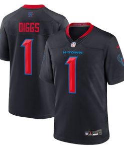 Alternative view of Stefon Diggs Houston Texans Nike Alternate Game Jersey -  Navy/Red
