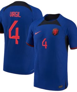 Virgil Van Dijk Netherlands National Team Nike 2022/23 Away Vapor Match Authentic Player Jersey - Blue