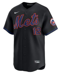 Alternative view of Francisco Lindor New York Mets Nike Alternate Limited Jersey - Black