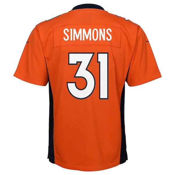 Justin Simmons Denver Broncos Nike Youth Game Jersey - Orange - Image 3