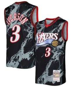 Allen Iverson Philadelphia 76ers 2000/01 Hardwood Classics Marble Swingman Jersey - Black