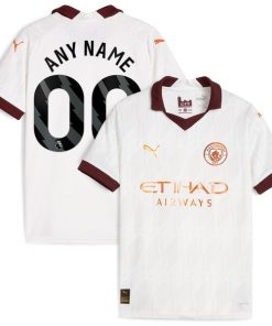 Manchester City Puma Youth 2023/24 Away Custom Replica Jersey - White