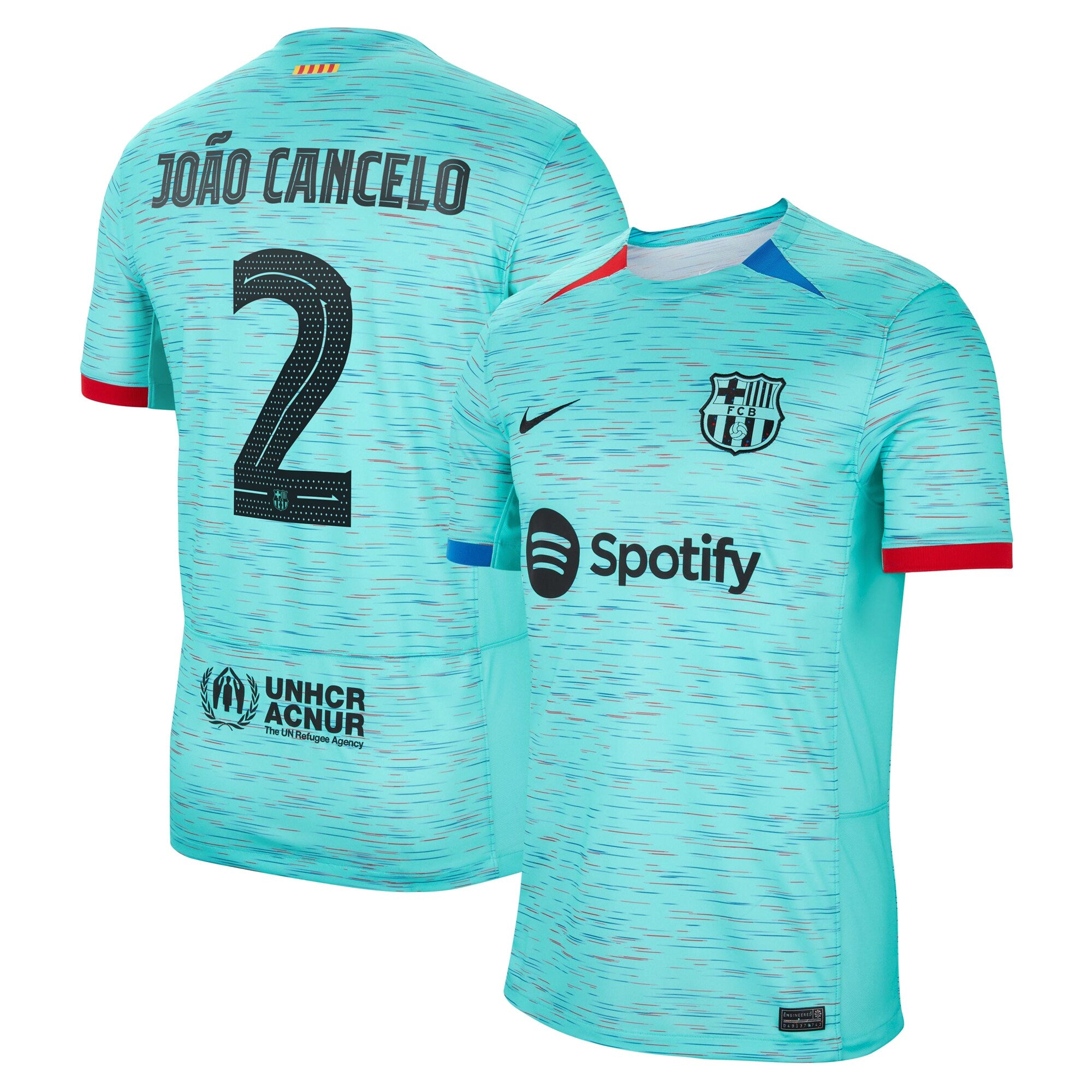 Joao Cancelo Barcelona Nike 2023/24 Away Stadium Replica Player Jersey - White/Aqua/Royal - Image 5