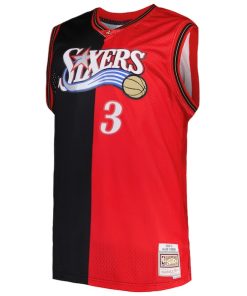Alternative view of Allen Iverson Philadelphia 76ers Big & Tall Hardwood Classics 2000/01 Split Swingman Jersey - Black/Red