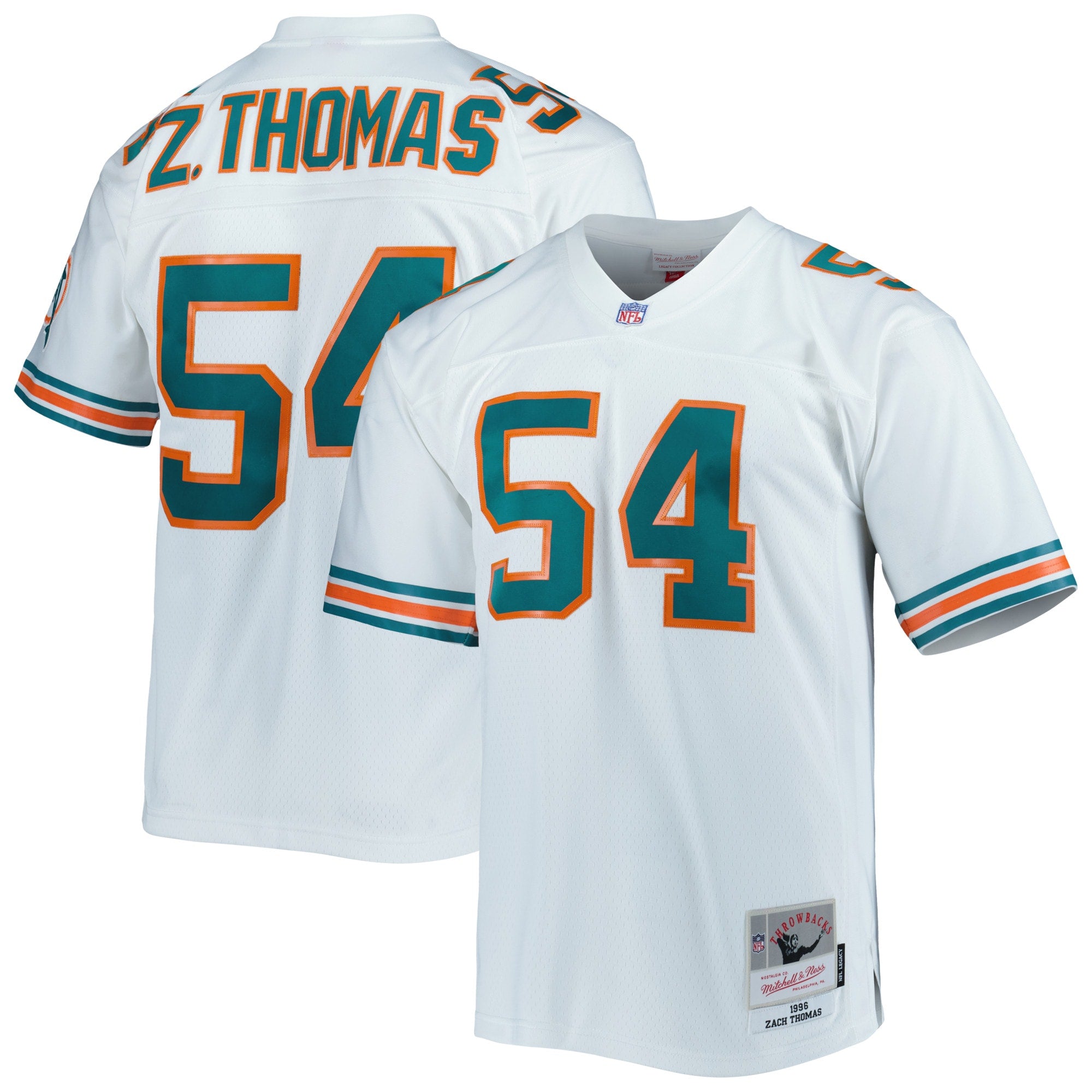 Zach Thomas Miami Dolphins Legacy Replica Jersey - Orange/Aqua/White - Image 8