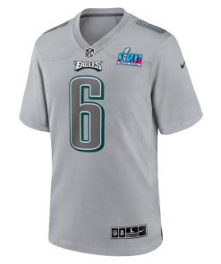 Alternative view of DeVonta Smith Philadelphia Eagles Nike Super Bowl LVII Patch Atmosphere Fashion Game Jersey - Gray