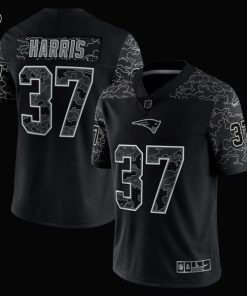 Alternative view of Damien Harris New England Patriots Nike RFLCTV Limited Jersey - Black