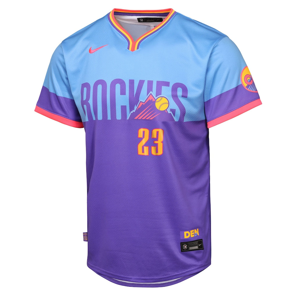 Kris Bryant Colorado Rockies Nike Youth 2025 City Connect Limited Player Jersey - Purple/Light Blue - Image 2