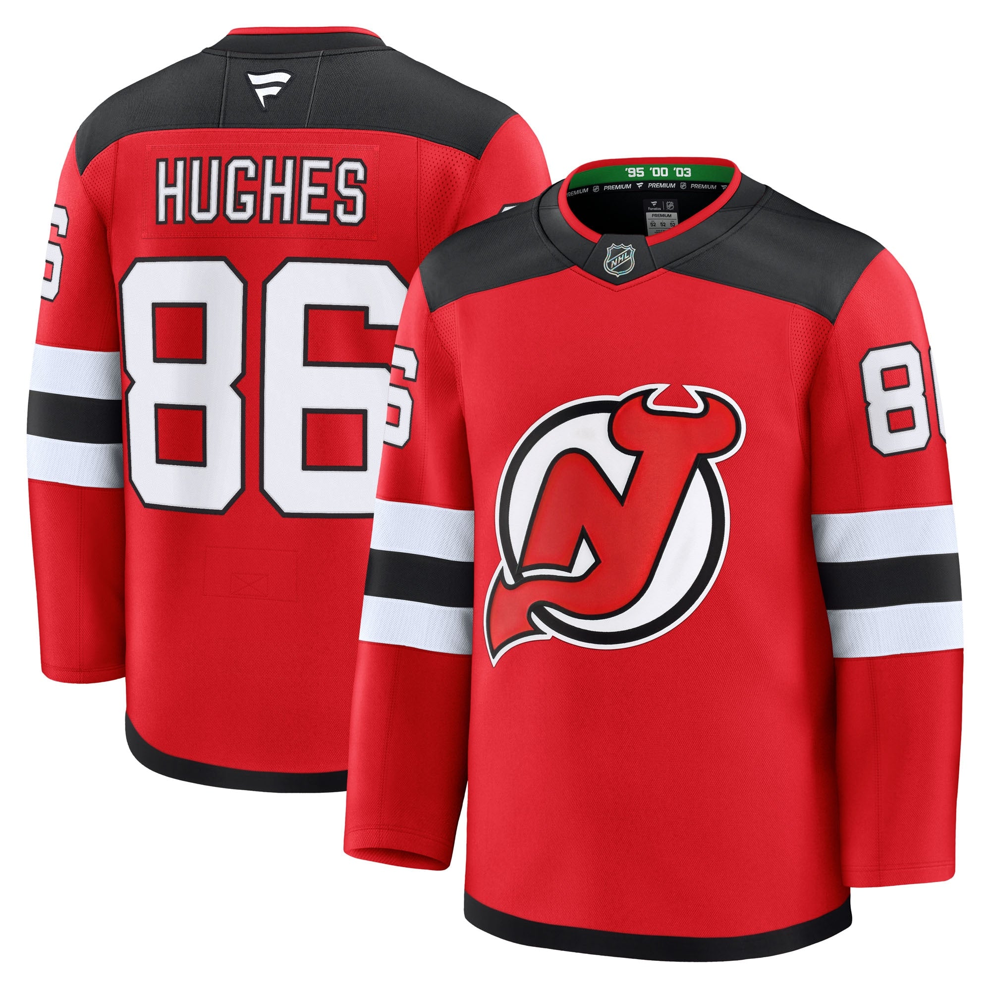 Jack Hughes New Jersey Devils Away Premium Jersey - White/Black/Red - Image 6