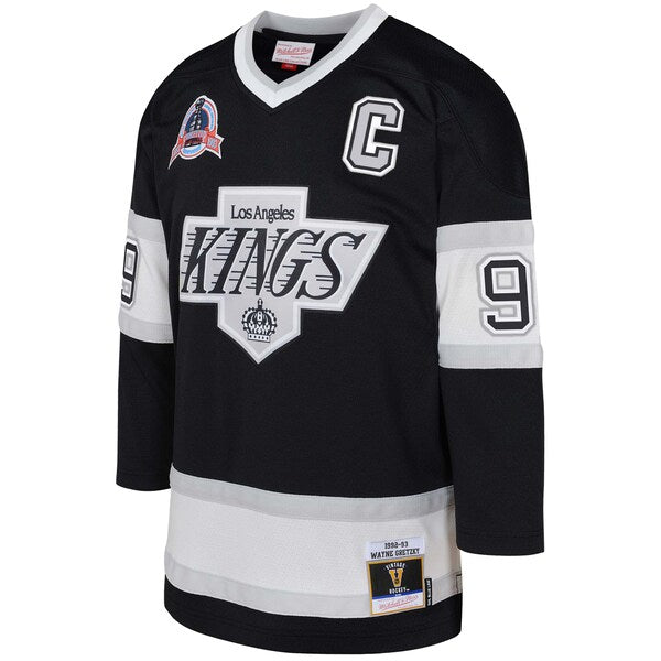 Wayne Gretzky Los Angeles Kings Youth 1992/93 Captain Patch Power Play Player Jersey - Black/White - Image 3