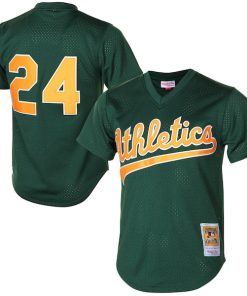 Rickey Henderson Oakland Athletics 1998 Cooperstown Mesh Batting Practice Jersey - Green