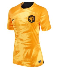 Alternative view of Netherlands National Team Nike Women's 2022/23 Home Breathe Stadium Replica Blank Jersey - Orange