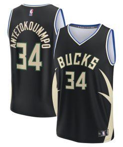 Giannis Antetokounmpo Milwaukee Bucks  Fast Break Replica Player Jersey - Statement Edition - Black