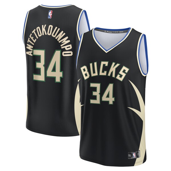 Giannis Antetokounmpo Milwaukee Bucks Fast Break Replica Player Jersey - Statement Edition - Black