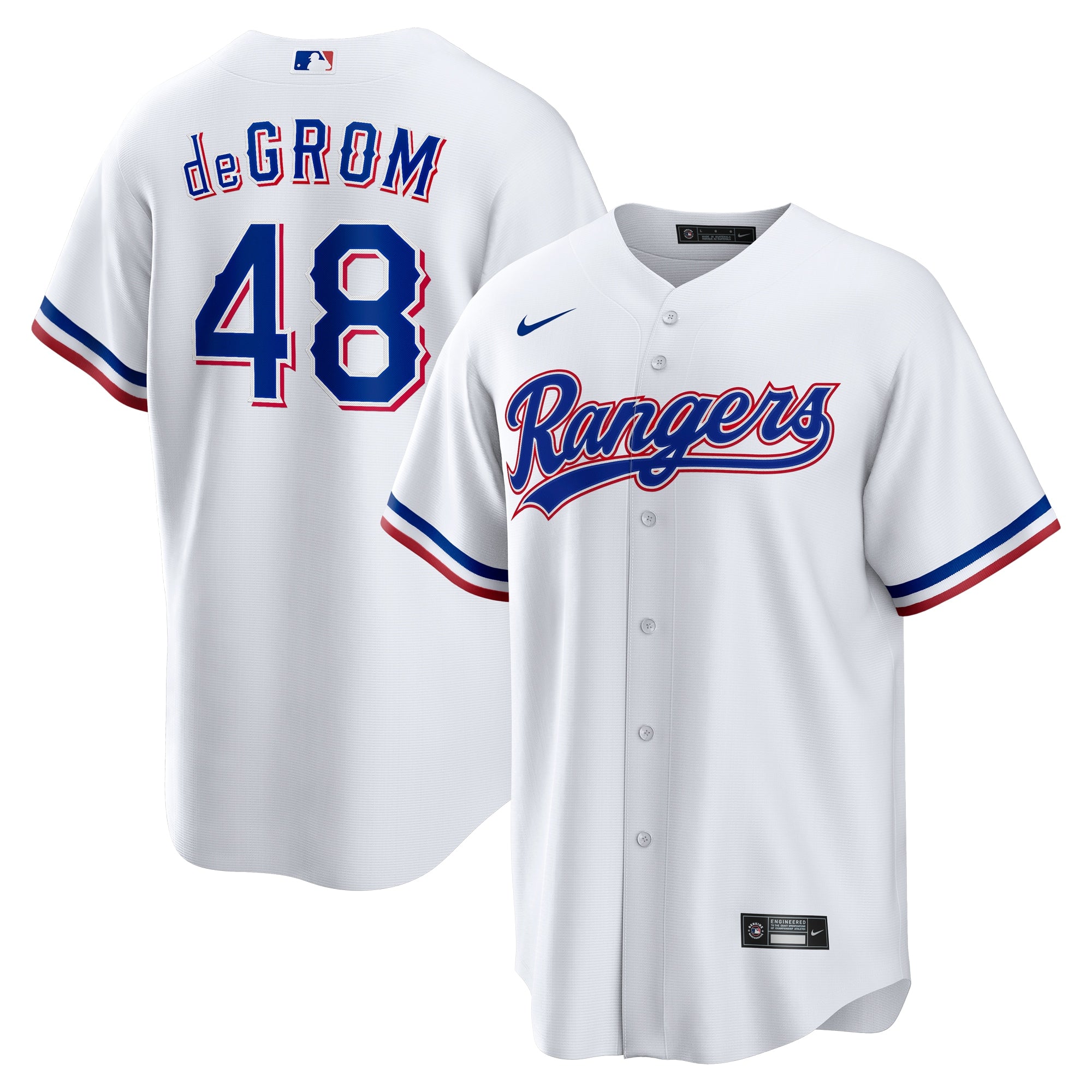 Jacob deGrom Texas Rangers Nike Away Replica Player Jersey - Royal/White - Image 5