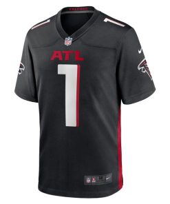 Alternative view of Number 1 Groom Atlanta Falcons Nike Game Jersey - Black