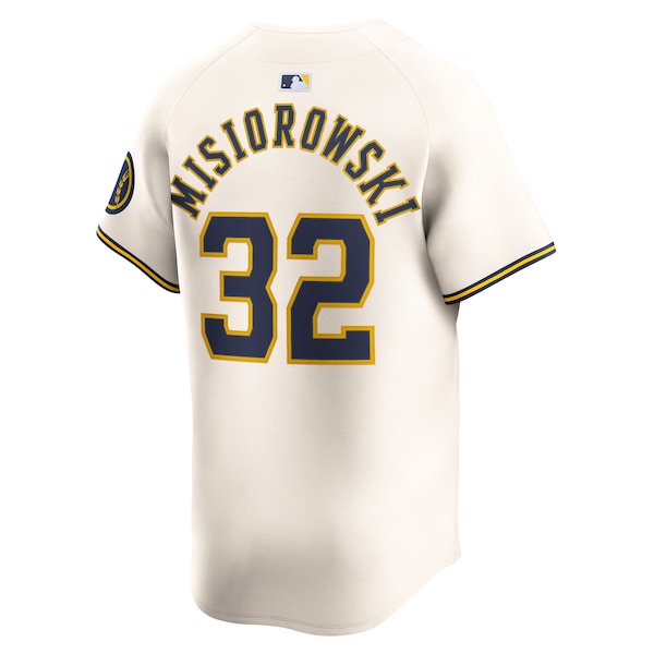 Jacob Misiorowski Milwaukee Brewers Nike Home Limited Jersey - Cream - Image 3
