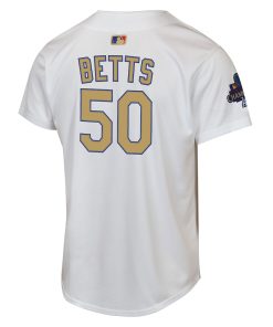 Alternative view of Mookie Betts Los Angeles Dodgers Nike Youth 2025 Gold Collection Limited Jersey - White