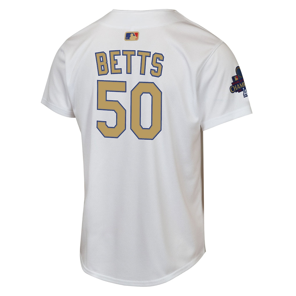 Mookie Betts Los Angeles Dodgers Nike Youth 2025 Gold Collection Limited Jersey - White - Image 2