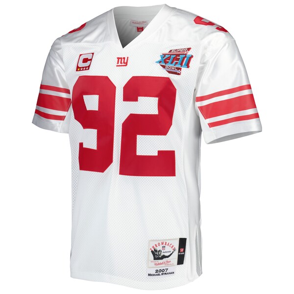 Michael Strahan New York Giants 2007 Authentic Throwback Retired Player Jersey - White/Royal - Image 3