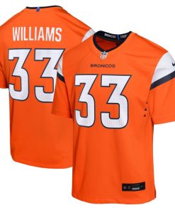 Alternative view of Javonte Williams Denver Broncos Nike Youth Game Jersey - Orange/Navy