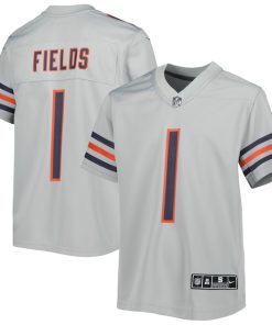 Justin Fields Chicago Bears Nike Youth Inverted Game Jersey - Gray