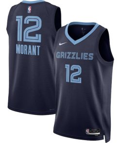 Alternative view of Ja Morant Memphis Grizzlies Nike Unisex Swingman Jersey - Icon Edition - Navy/White