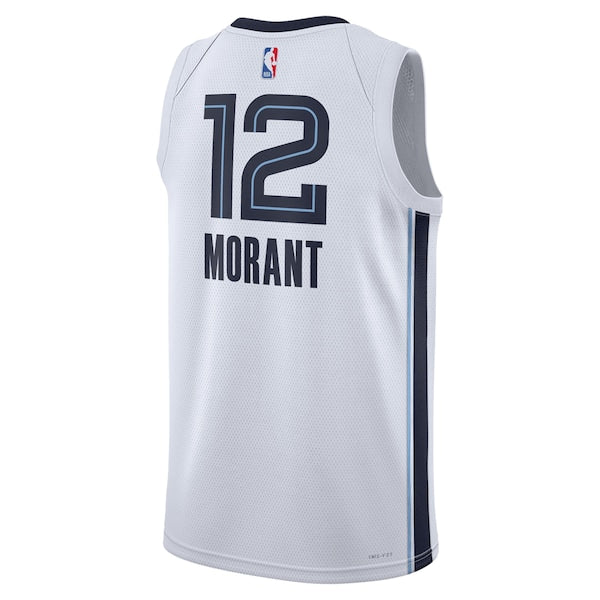 Ja Morant Memphis Grizzlies Nike Unisex Swingman Jersey - Association Edition - White/Navy - Image 4