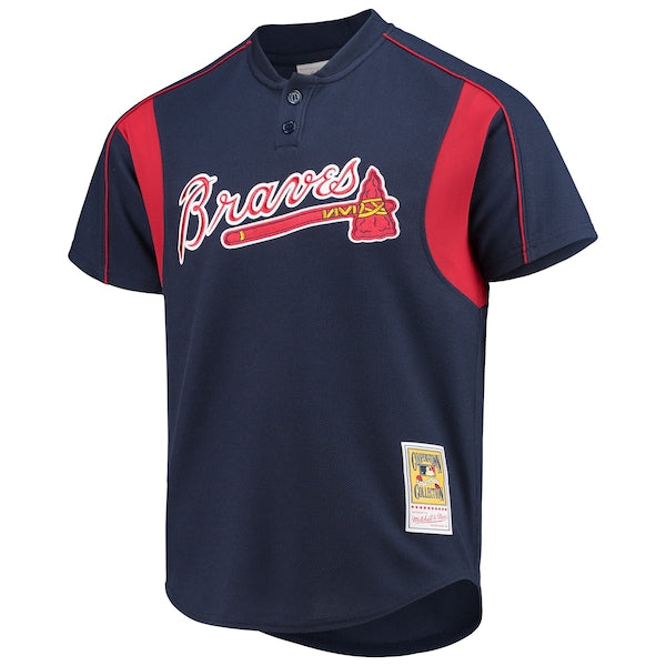 Chipper Jones Atlanta Braves Cooperstown Collection Mesh Batting Practice Button-Up Jersey - Navy - Image 2