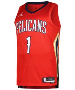 Alternative view of Zion Williamson New Orleans Pelicans Jordan Brand Swingman Player Jersey - Statement Edition - Red
